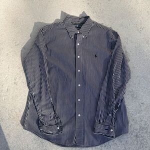 Polo by Ralph Lauren Men's Navy and White Striped Shirt
